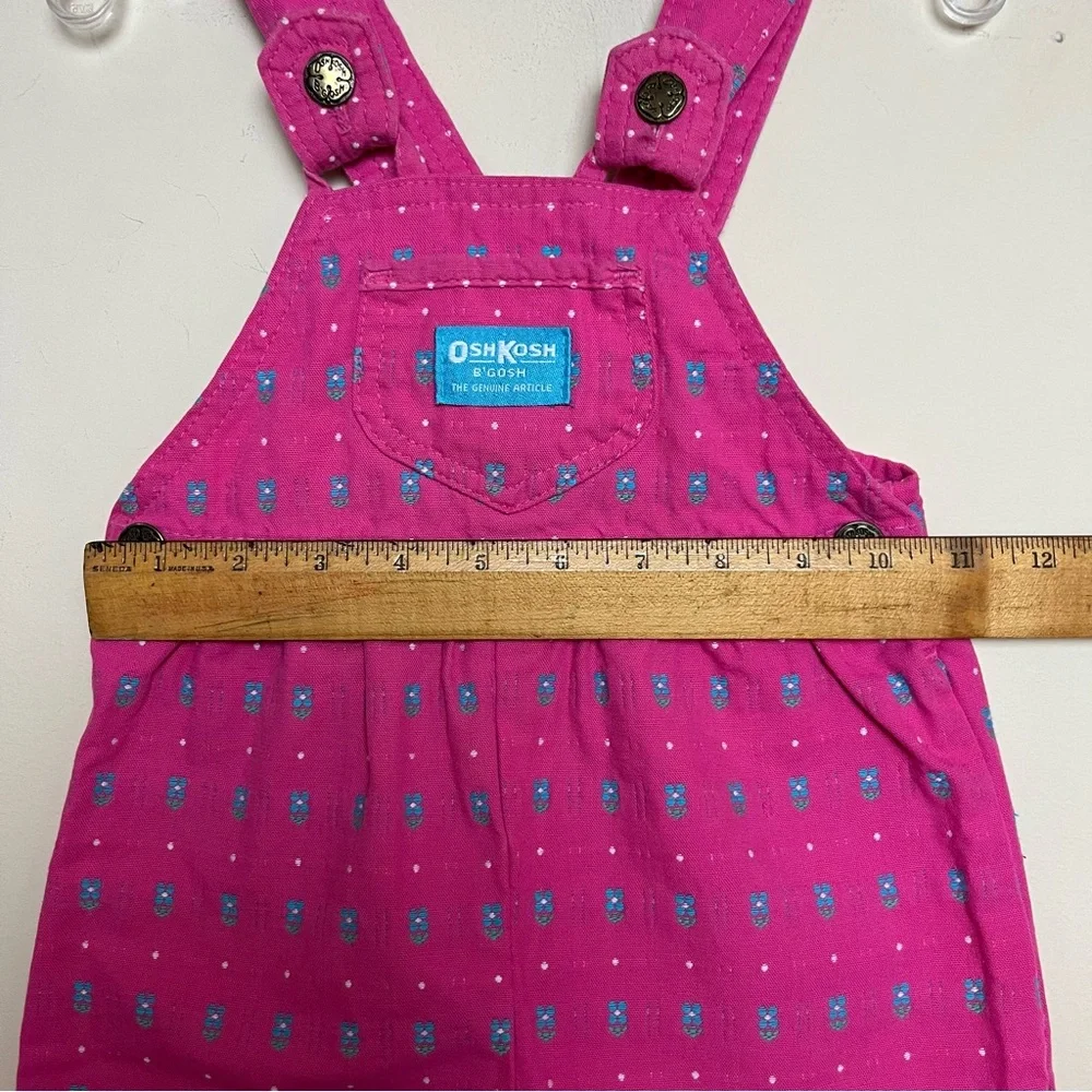 VTG 90s OshKosh Floral Overalls Bibs Bow Pink Blue Girls Size 18M USA‎ Union Tag